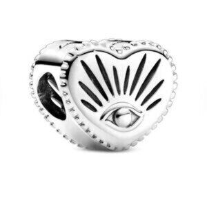 Pandora Silver Heart Charm with Eye Design